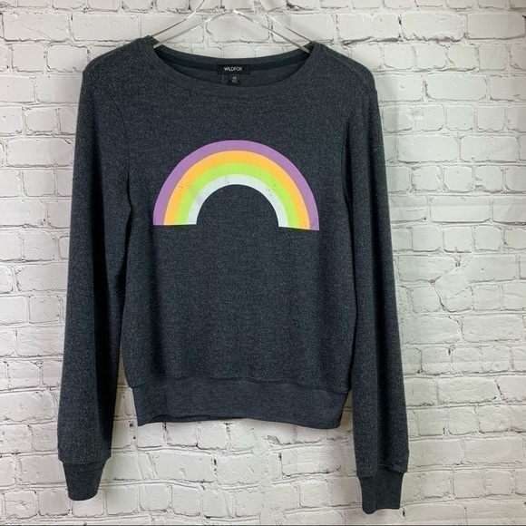 Wildfox Tops - 𝅺wildfox Gray Over the Rainbow BBJ Sweatshirt XS